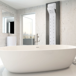Wohlfühlen Helles Badezimmer mit Badewanne zum Wohlfühlen